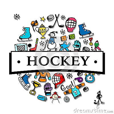 Hockey banner, sketch for your design Vector Illustration