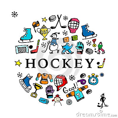 Hockey banner, sketch for your design Vector Illustration