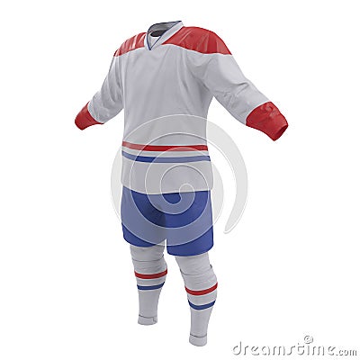 Hockey Clothes on white. 3D illustration Cartoon Illustration