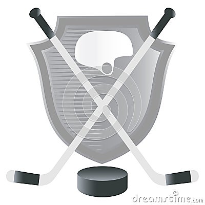 Hockey emblem with shield. Vector Illustration