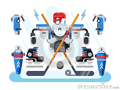 Hockey equipment set Cartoon Illustration