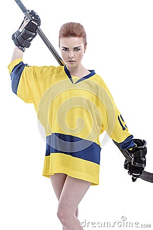 Hockey girl Stock Photo