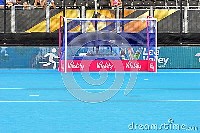 Hockey goal Lee Valley Hockey and Tennis Centre Editorial Stock Photo