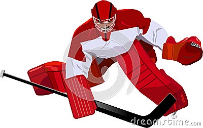 Hockey goalkeeper in the game Vector Illustration