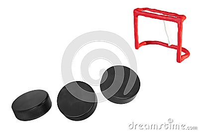 Hockey goals and three goals Stock Photo