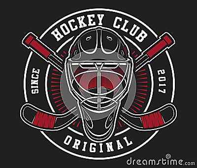 Hockey helmet with sticks Vector Illustration