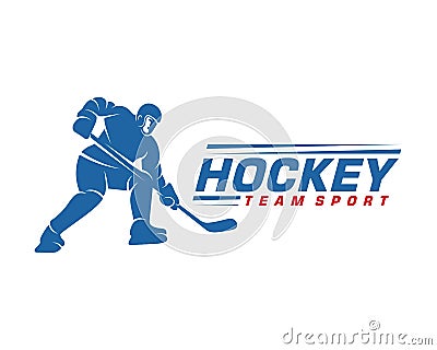 Hockey logo template. Player Hockey vector design. Illustration of hockey player Vector Illustration