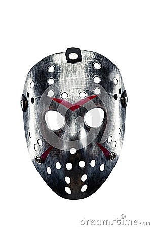 Hockey mask of serial killer isolated on white Stock Photo