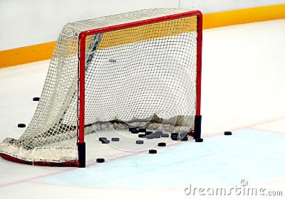 Hockey net Stock Photo