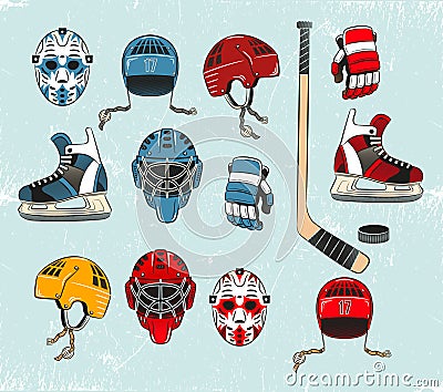 Hockey objects Vector Illustration