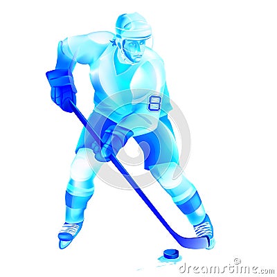 Hockey player attack illustration Cartoon Illustration