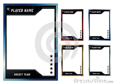Hockey player card frame template design Vector Illustration