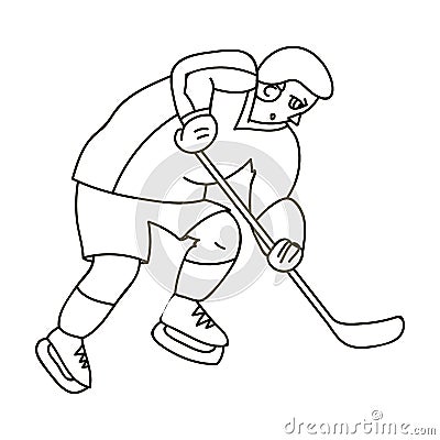 Hockey player in full gear with a stick playing hockey.Winter Olympic sport.Olympic sports single icon in outline style Vector Illustration