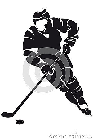 Hockey player, silhouette Vector Illustration