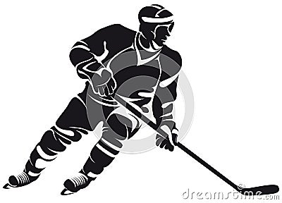 Hockey player, silhouette Vector Illustration