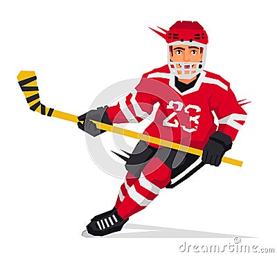 Hockey player with a stick Vector Illustration