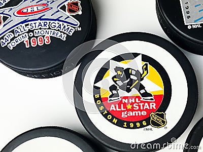 Hockey Pucks Editorial Stock Photo