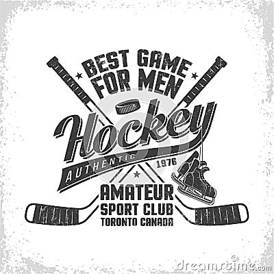 Hockey retro emblem for team or sport club Vector Illustration