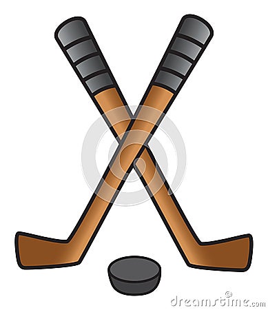 Hockey stick & puck Vector Illustration