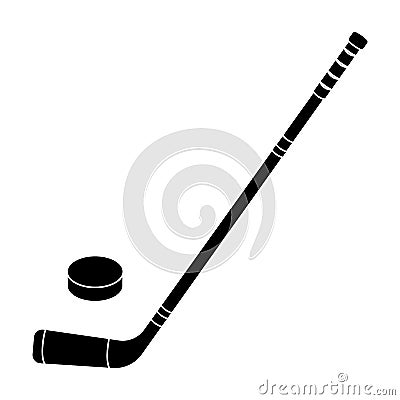 Hockey stick and washer. Canada single icon in black style vector symbol stock illustration web. Vector Illustration