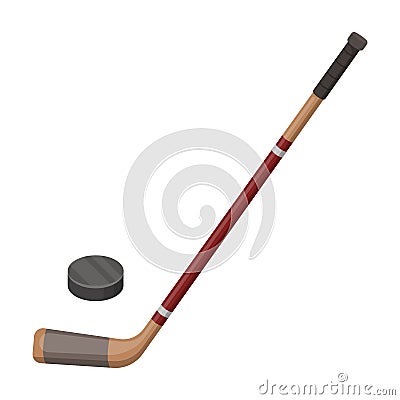 Hockey stick and washer. Canada single icon in cartoon style vector symbol stock illustration web. Vector Illustration