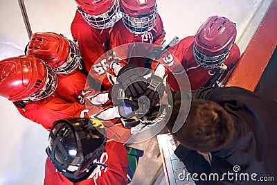 Hockey team together strong teamwork spirit Stock Photo