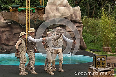 Hodenhagen, Germany - 03 August 2017: Attraction Trip to the jungle. Adventure of travelers on safari. The safari game in Editorial Stock Photo