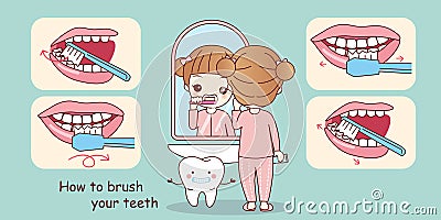 Hoe to brush your teeth Vector Illustration