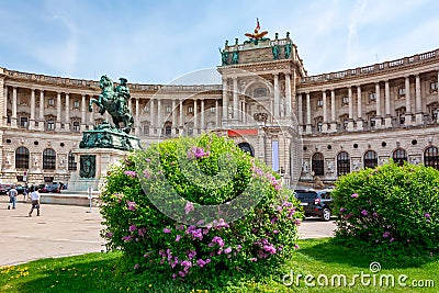 Hofburg palace and statue of Prince Eugene on Heldenplatz square, Vienna, Austria Editorial Stock Photo