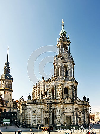The Hofkirche, catholic cathedral in Dresden Stock Photo
