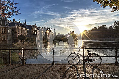 Hofvijver - Dutch Parliament and Government landscape Editorial Stock Photo