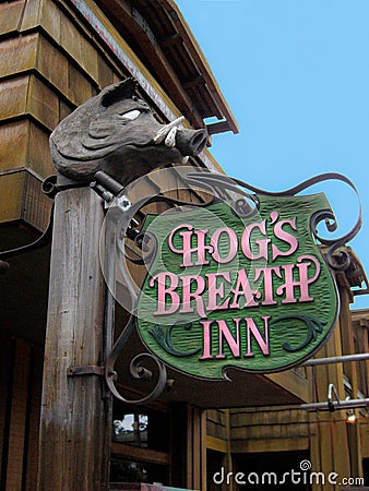 Hog`s Breath Inn Sign Carmel California Editorial Stock Photo