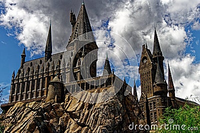 Hogwarts school from Harry Potter at Universal Studios Orlando in August Editorial Stock Photo