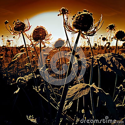 Hogweed, Heracleum, Cow Parsnip, Invasive Plant, Anxious, Depressive Image, Abstract Generative AI Illustration Stock Photo