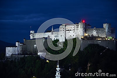 Hohensalzburg fortress at night. Salzburg. Austria Stock Photo