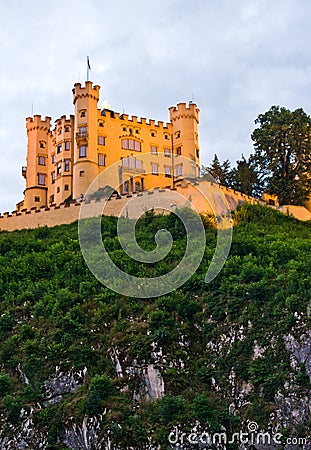 Hohenschwangau castle at dusk or dawn Stock Photo