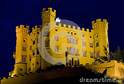 Hohenschwangau castle at night Stock Photo
