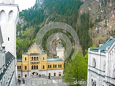 Hohenschwangau, Germany - May 19, 2010: The famous Neuschwanstein castle, is a 19th-century Romanesque Revival palace. The palace Editorial Stock Photo