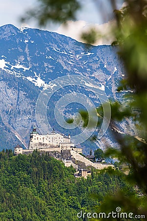 Hohenwerfen castle in Austra - distance view Stock Photo