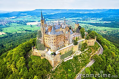 Hohenzollern Castle on mountain, Germany Stock Photo