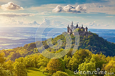 Hohenzollern Castle at sunset, Baden-WÃ¼rttemberg, Germany Stock Photo