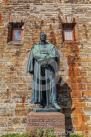 HOHENZOLLERN, GERMANY - AUGUST 31, 2019: Frederick William III of Prussia statue at Hohenzollern Castle in the state of Editorial Stock Photo