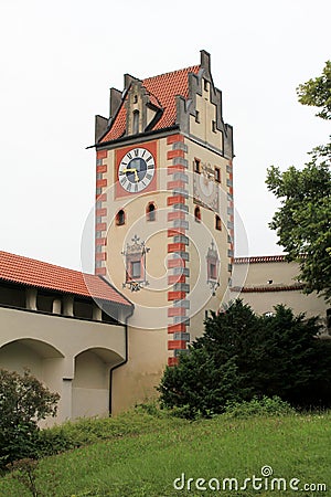 Hohes Schloss Fussen - the clock tower Stock Photo