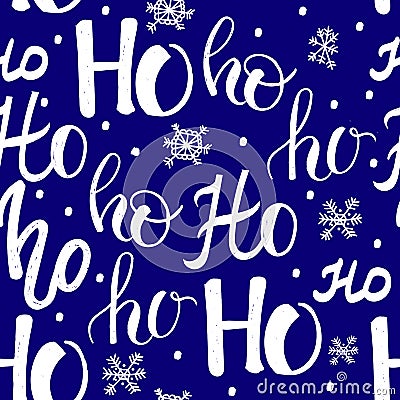 Hohoho pattern, Santa Claus laugh. Seamless texture for Christmas design. Vector red background with handwritten words Vector Illustration