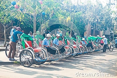 HOI AN, QUANG NAM, VIETNAM, April 26th, 2018: Tricycle in the streets of hoi an Vietnam. Editorial Stock Photo