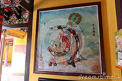 Relief decoration in a Taoist Temple in Hoi An, Vietnam Editorial Stock Photo