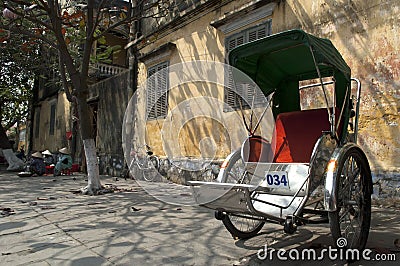 Hoi An Vietnam old Cyclo in front Stock Photo