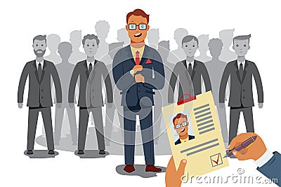 Ð¡hoice of employee. Recruitment process human resources. Vector Vector Illustration