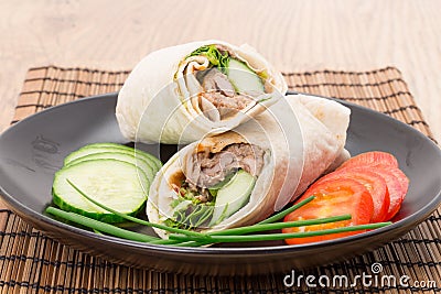 Hoisin duck wrap sandwich Stock Photo