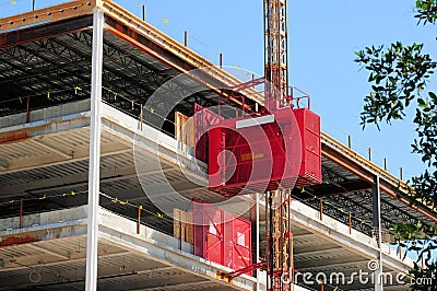 Hoist for building under construction, Florida, USA Stock Photo
